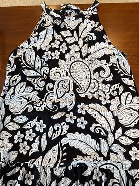 LOFT Black & White Paisley Halter Camisole Dress
